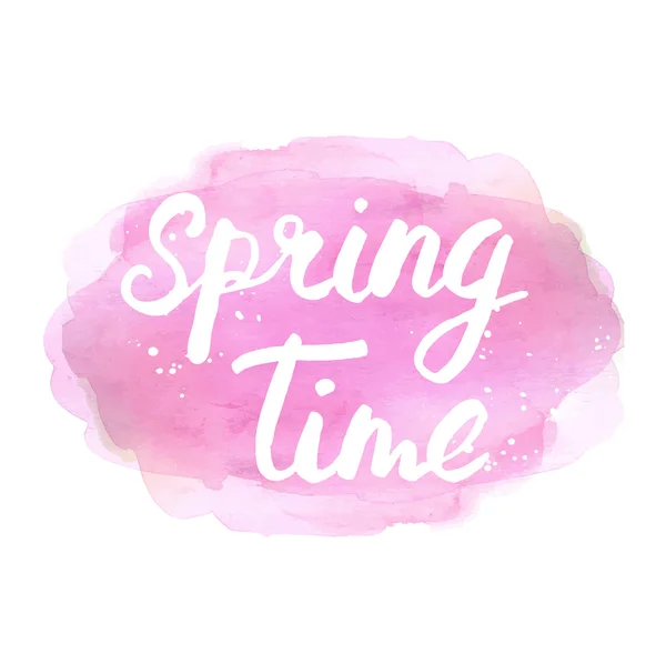 Lente tijd vector belettering zin. — Stockvector