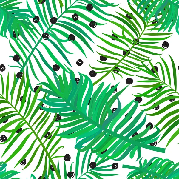 Naadloze patroon met palmbladeren — Stockvector