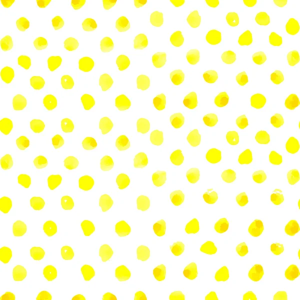 Seamless polka dot pattern from watercolor paint yellow circles. Vector illustration for your design — Stock Vector