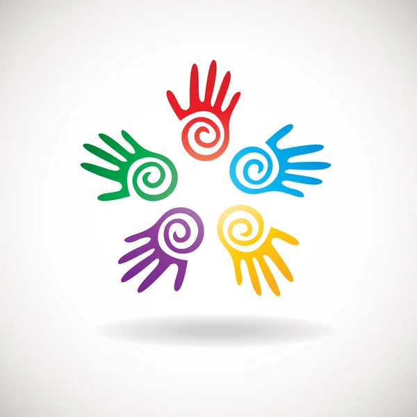 Enfants et adultes mains ensemble — Image vectorielle