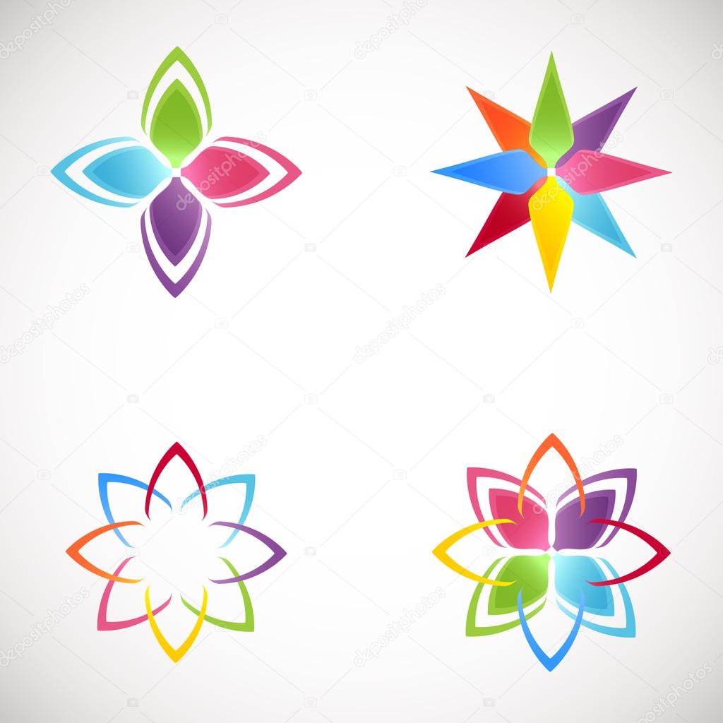 Lotus Logotype icons set. Bright colors flower logos.Lotus flower logo for  Beauty salon, health clinic, yoga studio, massage studio. Stock Vector by  ©mcherevan 112418852, image size:1024x1024
