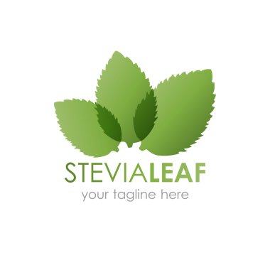 Stevia leaf logo vector illustration. Logotype with three green stevia leaves. clipart