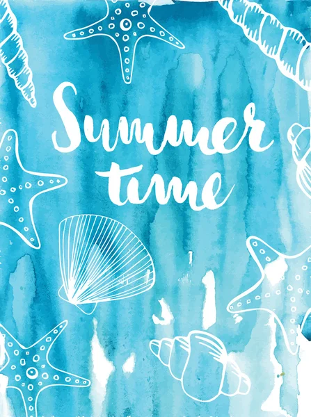 Phrase Summer Time on blue background. — Stock Vector