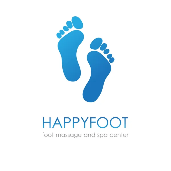 Fotavtryck i blå färger. Foot logo fot hälso-och sjukvårdsföretag, osteopat och massagecenter, spa och skönhetssalong — Stockfoto