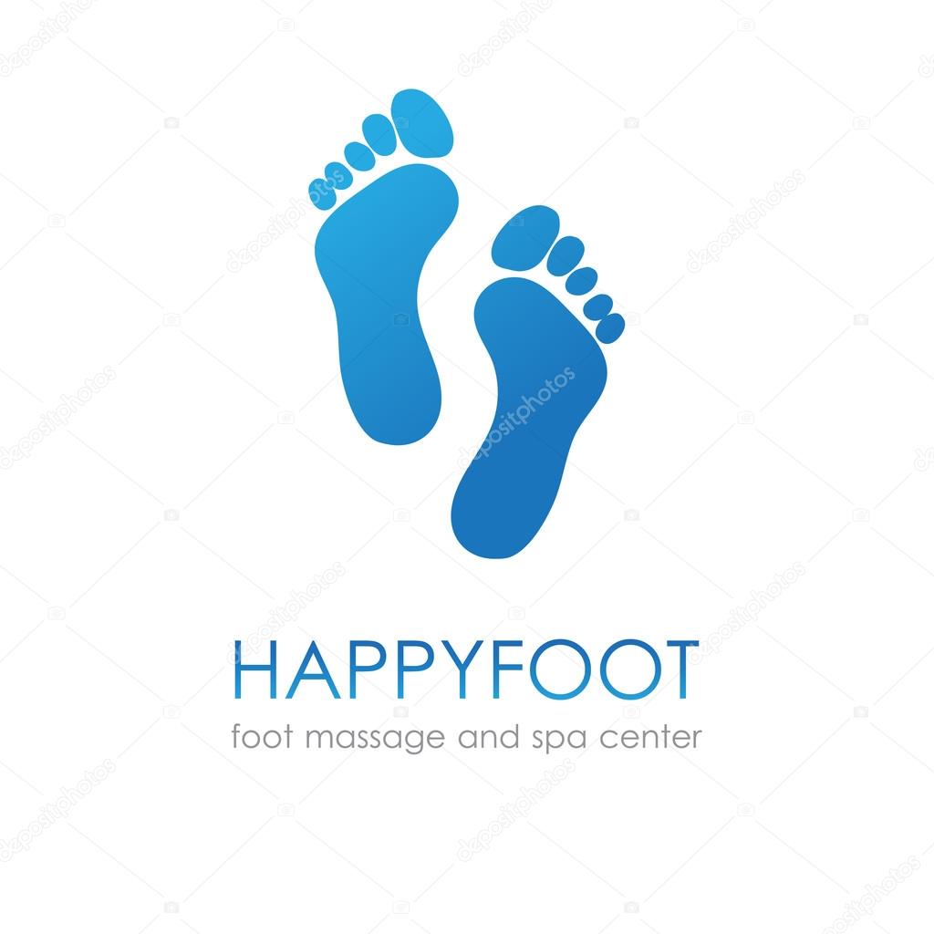 Footprint in blue colors. Foot logo fot healthcare, medical company, osteopath and massage center, spa and beauty salon