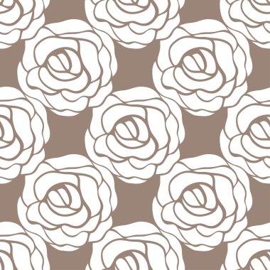 Gül kontür ile Seamless modeli. vektör çizim.