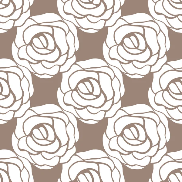 Seamless pattern with roses contours. Vector illustration. — Stock Vector