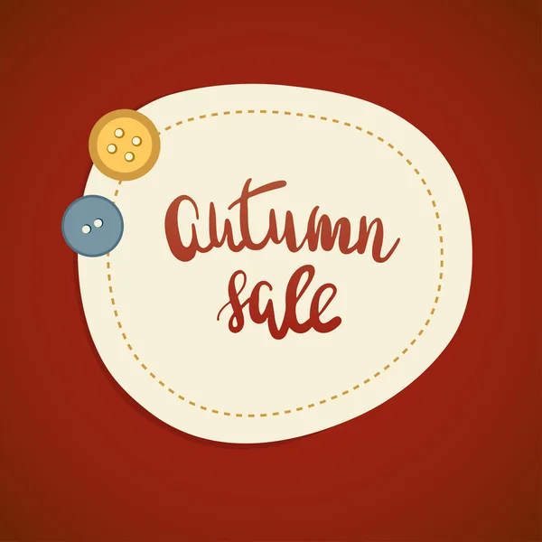 Autumn sale or offer banner design. Lettering text Autumn sale and two cute buttons on dark red background. — Stock Vector