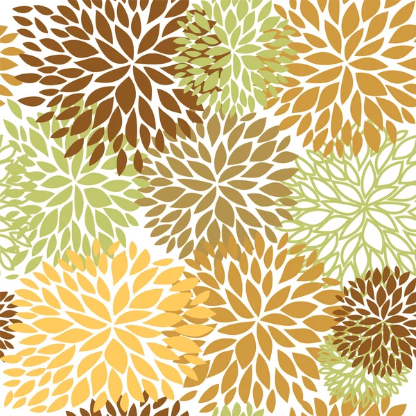 Floral seamless pattern in brown, beige and light green colors. — Stock Vector