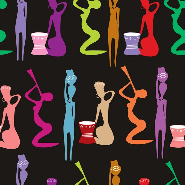 Patrón sin costuras de hermosas mujeres africanas — Vector de stock