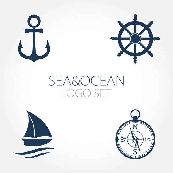 Набір морських логотипів — стоковий вектор