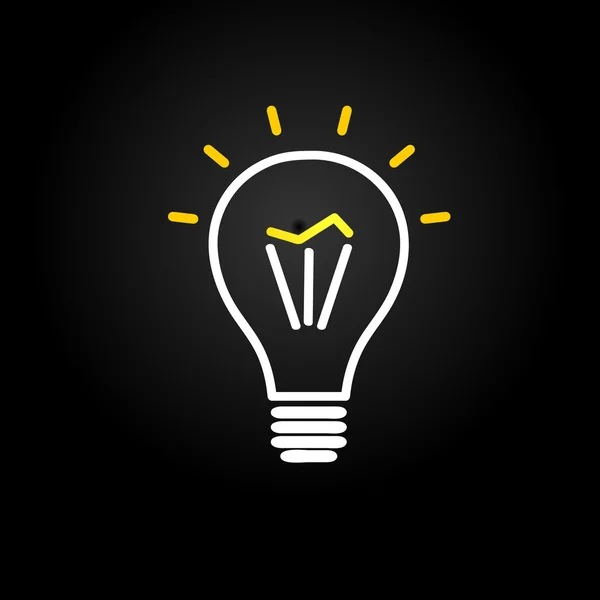 Light Bulb Icon on Black Background. Vector concept. — Stock Vector