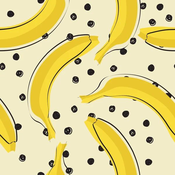 Naadloze stijlvolle patroon met verse gele bananen in vlakke stijl. Bananen patroon voor doek, textiel, wrap, tshirt, bermudas en andere design. — Stockvector