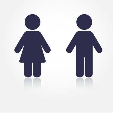 Donanma vektör simgeler gölgeler ile erkek ve kadın. Gösterim amacıyla yazdırma web. WC simgesi. Tuvalet işareti.