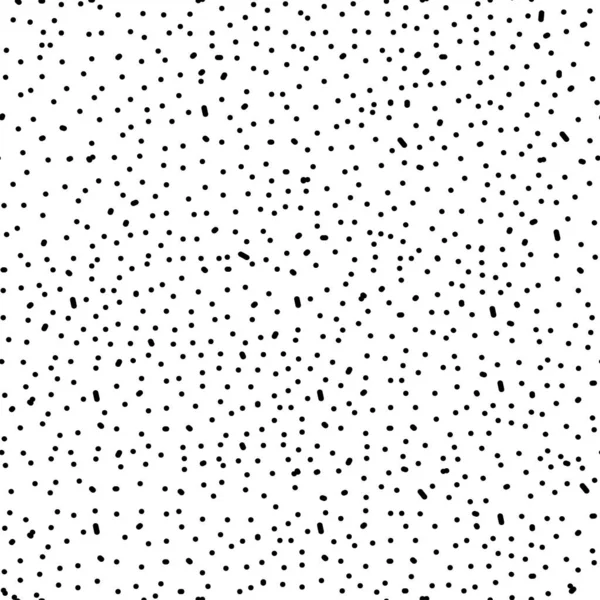 Chaotic Polka Dots Seamless Pattern. Vector painted background from small rounds. Abstract white and black pattern for fabric print, paper card, table cloth, fashion. — Stock Vector