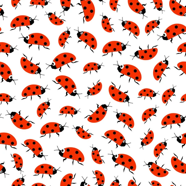 Seamless pattern background with ladybugs. Stylized textile vector illustration — Stock Vector