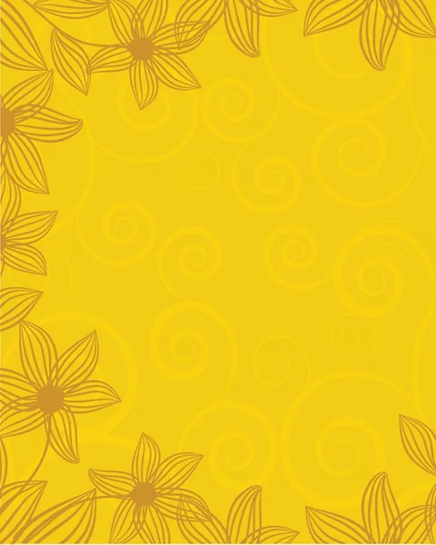 Fond abstrait jaune avec des fleurs — Image vectorielle