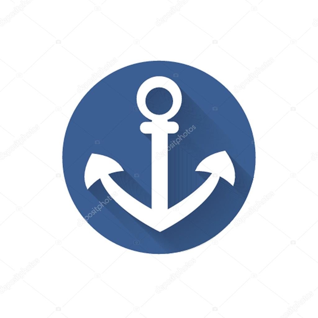 White anchor nautical symbol round icon
