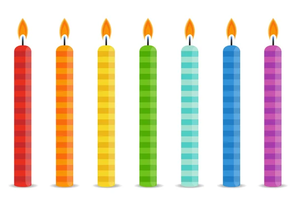 Set di candele di compleanno a colori — Vettoriale Stock