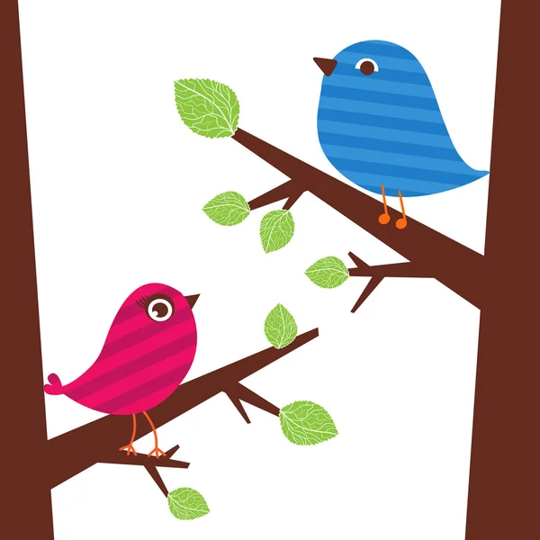 Couple of birds on the branch — Stock Vector