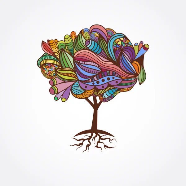 Decorative ornamental abstract doodle tree. — Stock Vector