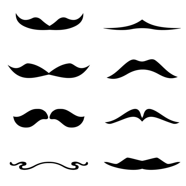 Conjunto de bigodes isolados sobre fundo branco . — Vetor de Stock