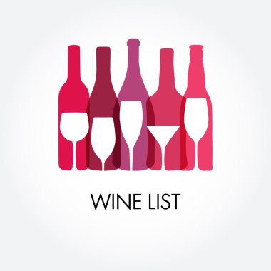 Wine list design templates with different wine bottles clipart