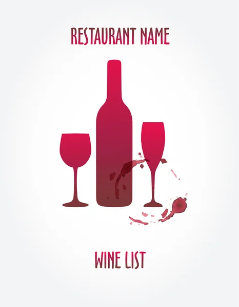 Şarap listesi tasarım şablonları ile şarap şişesi, — Stok Vektör