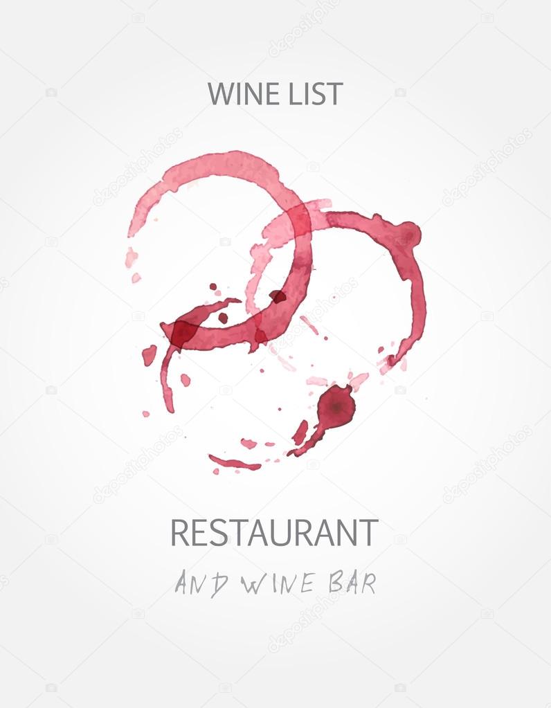 Wine list design templates with red wine stains