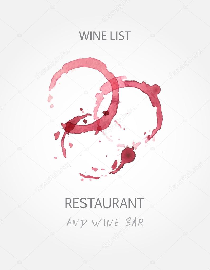 Wine list design templates with red wine stains. Vector illustration