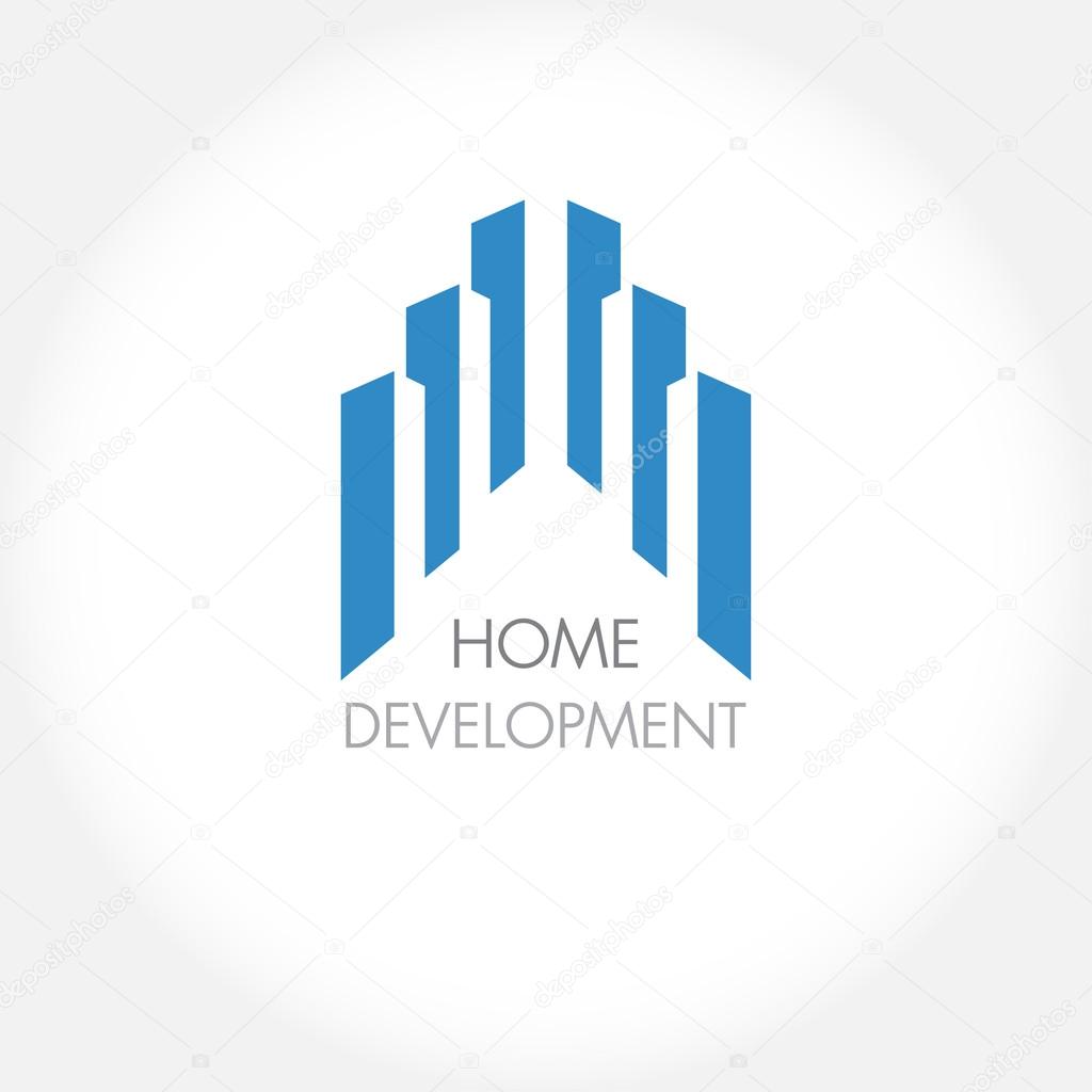 Abstract construction or real estate company logo design. Vector icon with buildings and houses