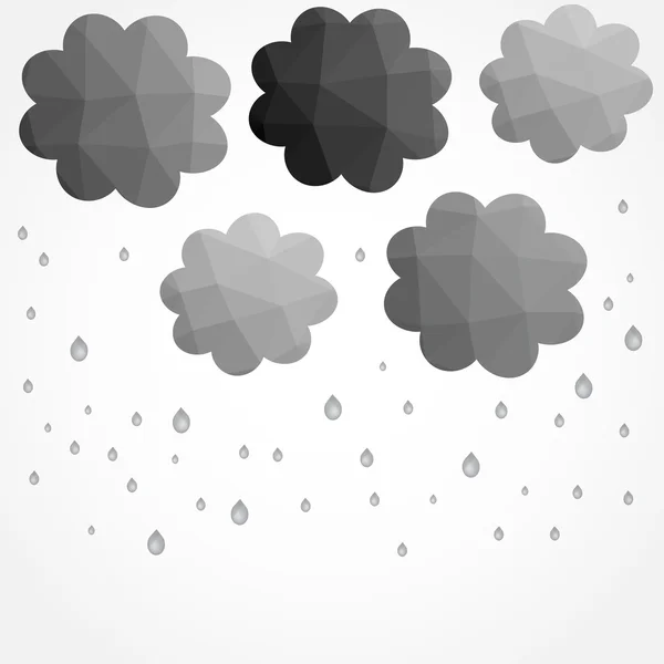 Grey clouds leaf in low poly style. — Stock Vector