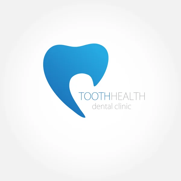 Logo kliniki dentystycznej z ikoną niebieskiego zęba. — Wektor stockowy