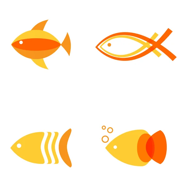 Логотипы абстрактной рыбы устанавливаются для ресторана или рыбного магазина — стоковый вектор