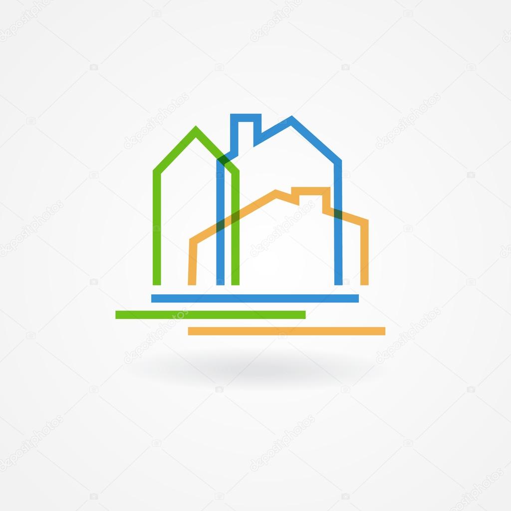 Real estate company logotype.  Vector logo design template. Houses abstract concept icon