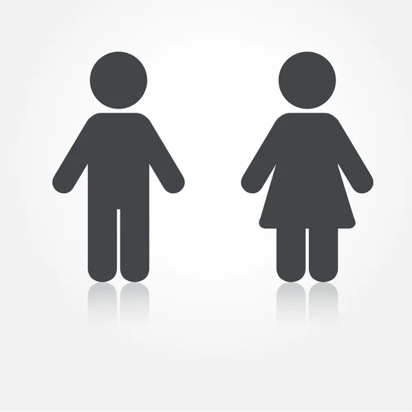 Gri vektör adam ve kadın gölgeli simgeler. Yazdırma ve web için illüstrasyon.