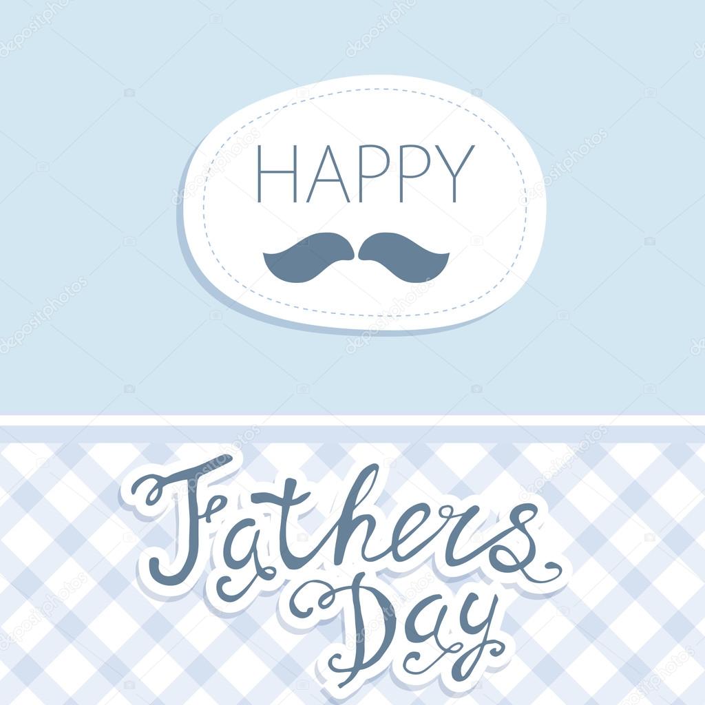 Happy Father's Day. Vector card with wine glasses on seamless chevron pattern.