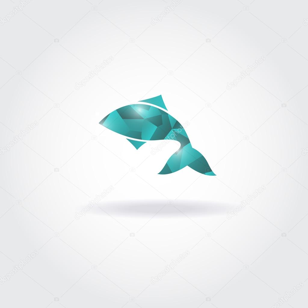 Vector illustration of abstract blue fish. Abstract fish logo for seafood restaurant or fish shop