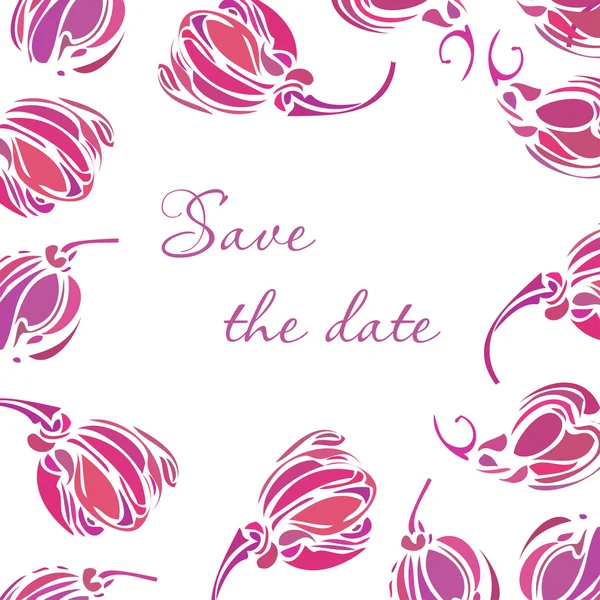 Vector tulip save the date card. Vintage background with hand drawn tulips  for wedding design. — Stock Vector