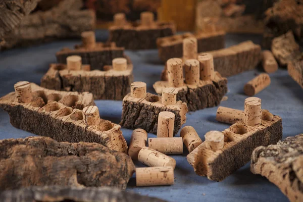 Cork wood and cork for wine — Stock Photo, Image
