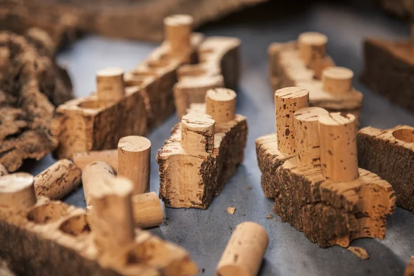 Cork wood and cork for wine — Stock Photo, Image