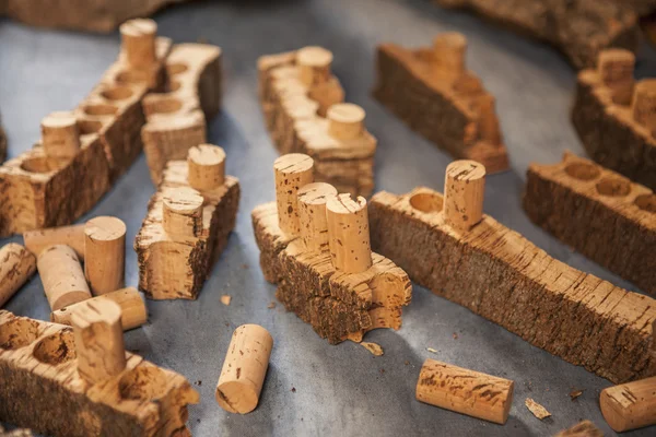 Cork wood and cork for wine — Stock Photo, Image