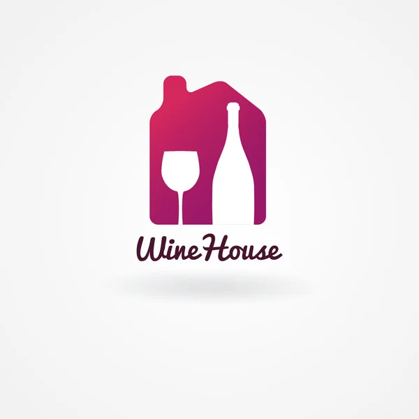 Logo of label ontwerp voor wijn, wijnmakerij of wijnhuis. Wijnhuis Vector Logo — Stockvector