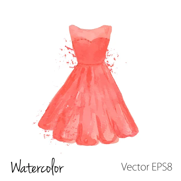Vektor Aquarell gemaltes rotes Kleid — Stockvektor