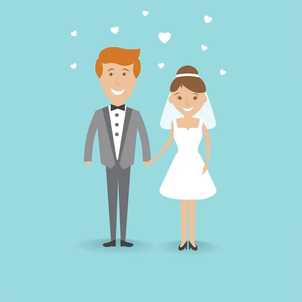 Χαριτωμένο κινούμενα γαμήλιο ζεύγος — Διανυσματικό Αρχείο