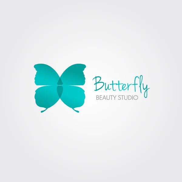 Blauer Schmetterling. Vector Designkonzept für Schönheitssalon oder Studio. Vorlage für das Vektorlogo — Stockvektor