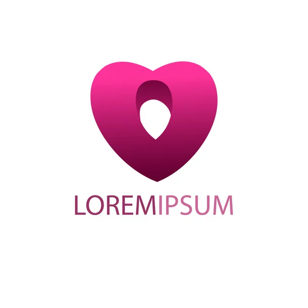 Herz-Logo-Design-Vorlage. rosa Herz mit Loch im Inneren — Stockvektor