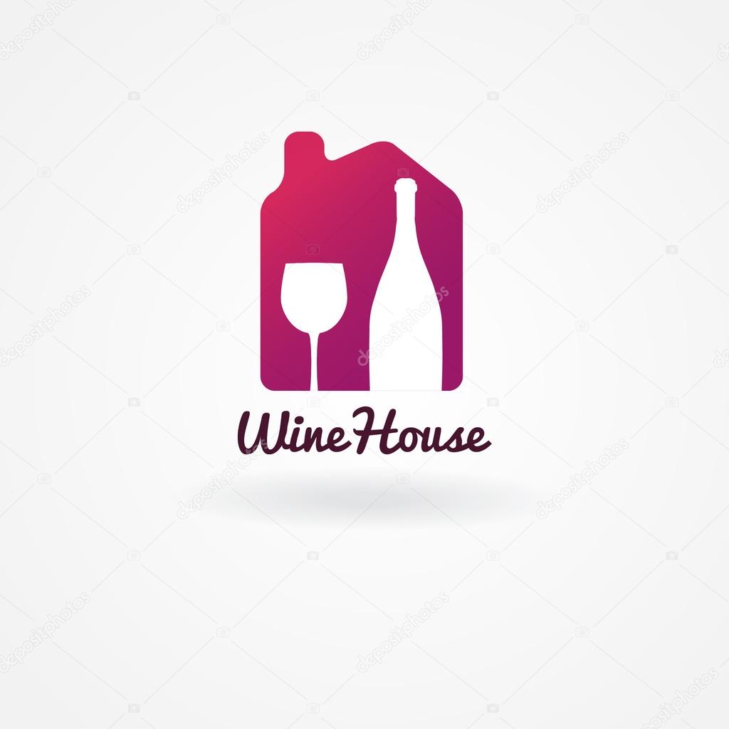 Logo or label design for wine, winery or wine house. Wine house vector