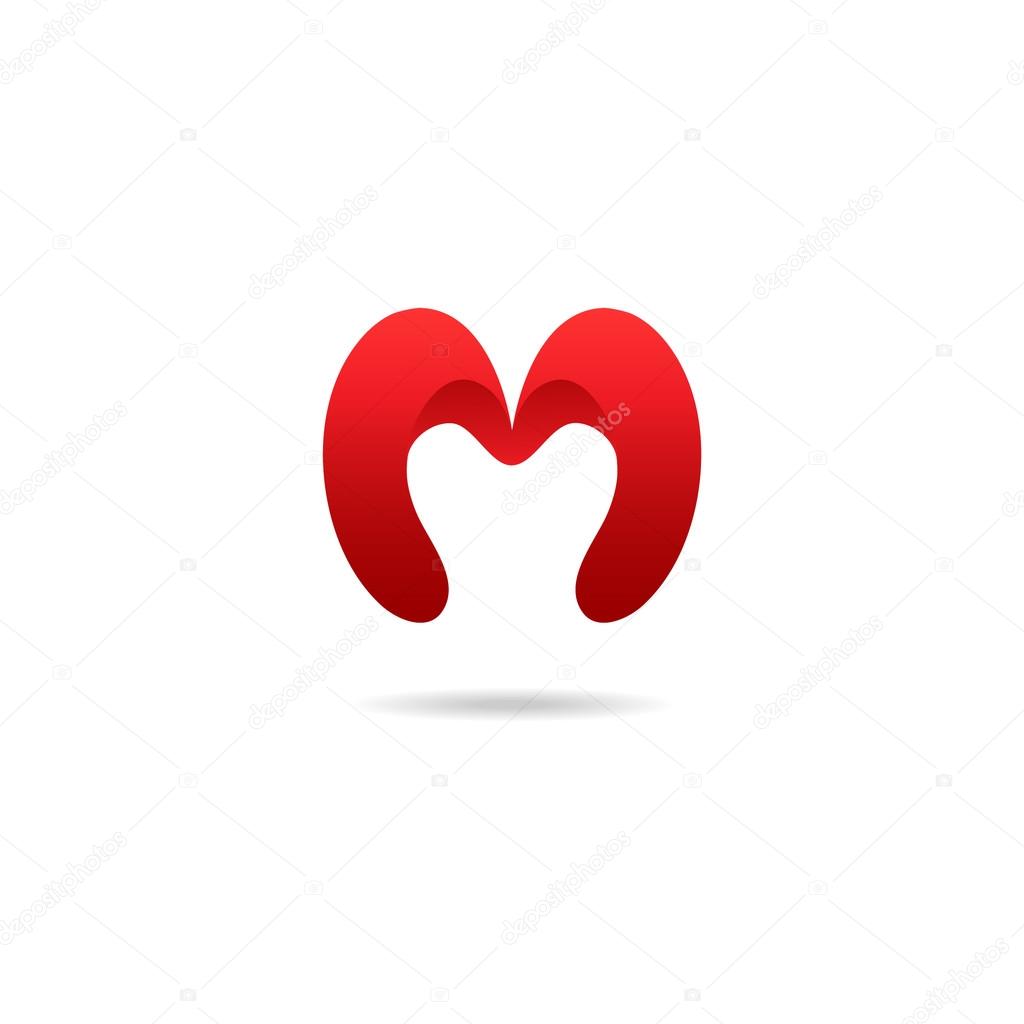 Letter M logo design template in red colors. Vector logotype