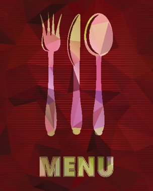 Kaşık, çatal ve bıçak üçgen arka plan üzerinde.
